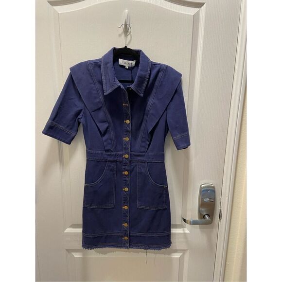 ELLIATT Moulten Demin Mini Dress in Indigo Birthday Brunch Dress size S NWT$290 - Picture 8 of 10